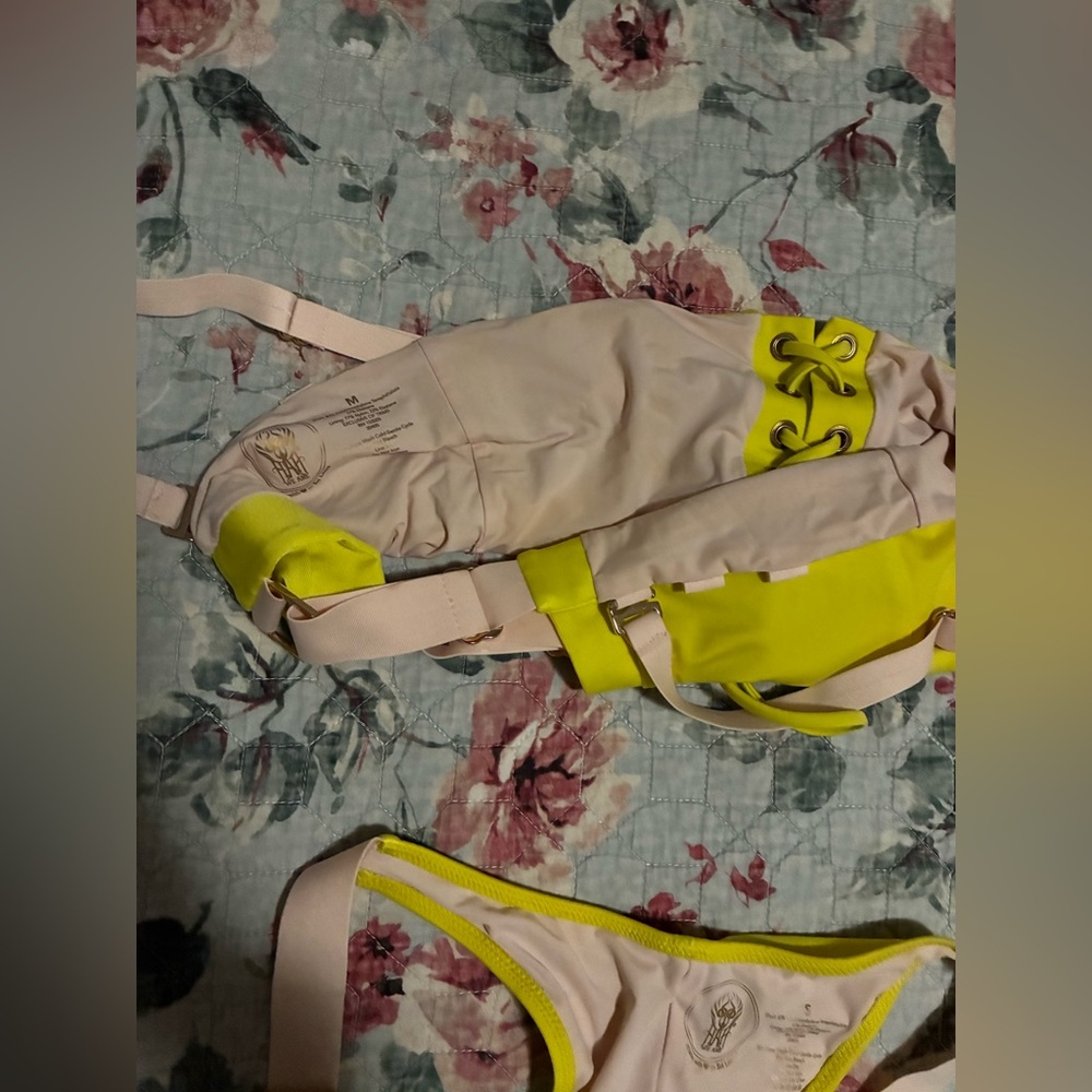 Neon Yellow Lace-Up Bandeau Bikini Set - Picture 4 of 4